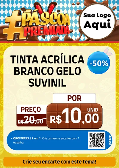 Modelo de Cartaz para Cartaz A4 Vertical com o tema Páscoa Premiada para Tintas e Ferramentas