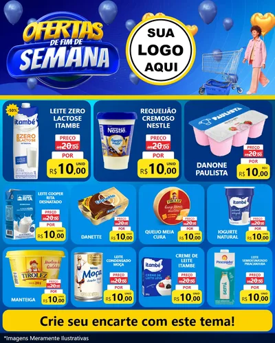 Modelo de Rede Social para Feed Instagram com o tema Ofertas de Fim de Semana para Frios e Laticínios