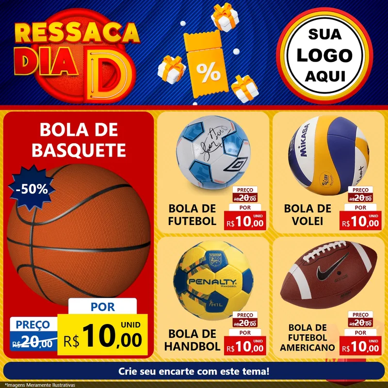 Modelo de Rede Social para Feed Facebook com o tema Ressaca Dia D para Artigos Esportivos