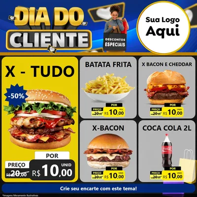 Modelo de Rede Social para Feed Facebook com o tema Dia Do Cliente para Hamburgueria