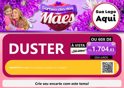 Modelo de Cartaz para Cartaz A4 Horizontal com o tema Sorteio Dia das Mães para Concessionaria de Carros