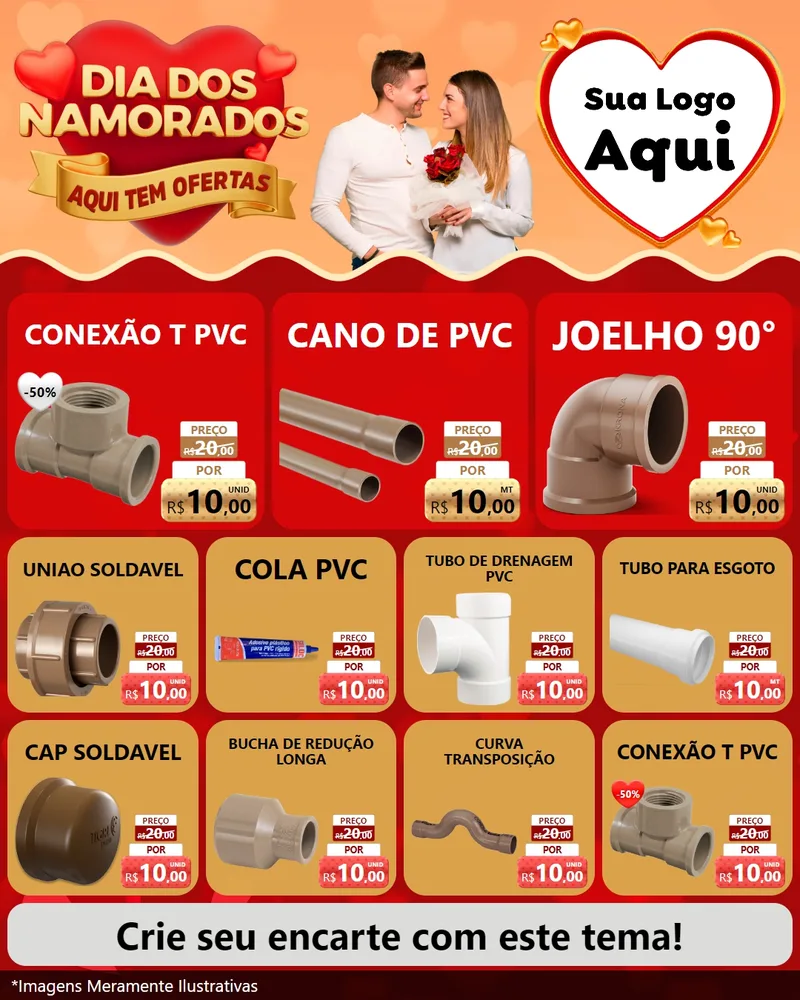 Modelo de Rede Social para Feed Instagram com o tema Dia dos Namorados - Aqui Tem Ofertas para Tubos e conexões
