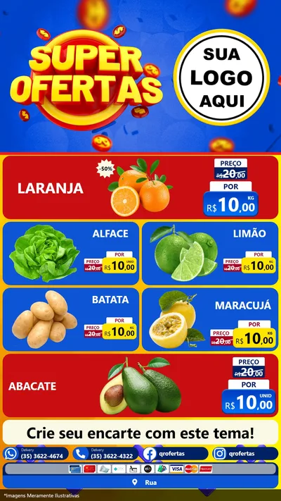 Modelo de TV para TV Vertical com o tema Super Ofertas para Hortifrúti