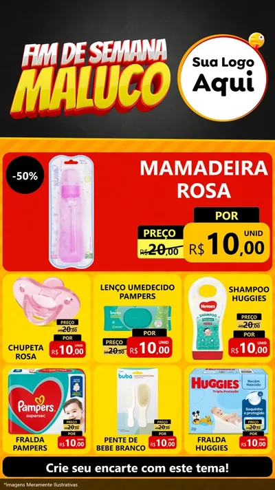Modelo de Rede Social para Stories com o tema Final de Semana Maluco para Bebês