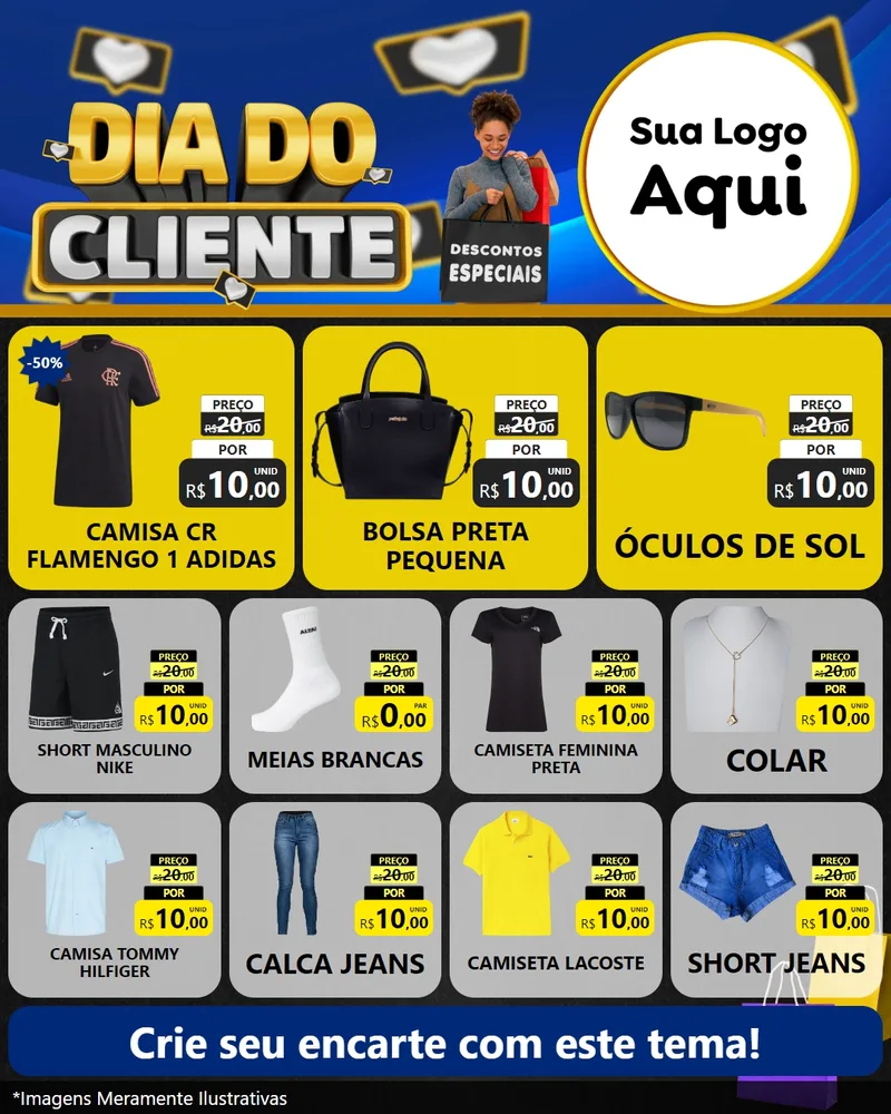 Modelo de Rede Social para Feed Instagram com o tema Dia Do Cliente para Roupas e acessórios