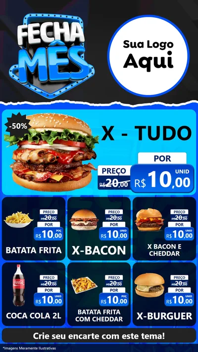 Modelo de Rede Social para Stories com o tema Fecha Mês para Hamburgueria