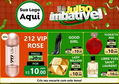 Modelo de Encarte para Encarte A4 Horizontal com o tema Julho Imbatível para Perfumes