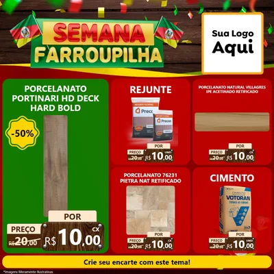 Modelo de Rede Social para Feed Facebook com o tema Semana Farroupilha para Pisos e revestimentos