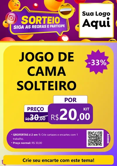 Modelo de Cartaz para Cartaz A4 Vertical com o tema Sorteio para Cama, Mesa e Banho