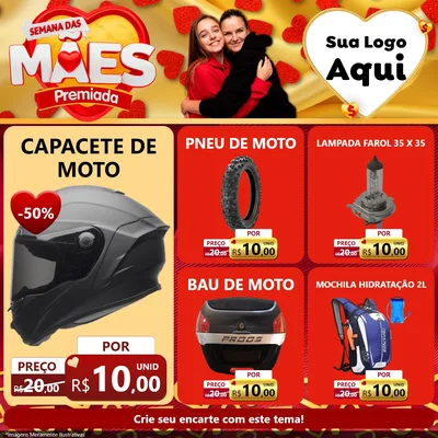 Modelo de Rede Social para Feed Facebook com o tema Semana das Mães Premiada para Moto peças