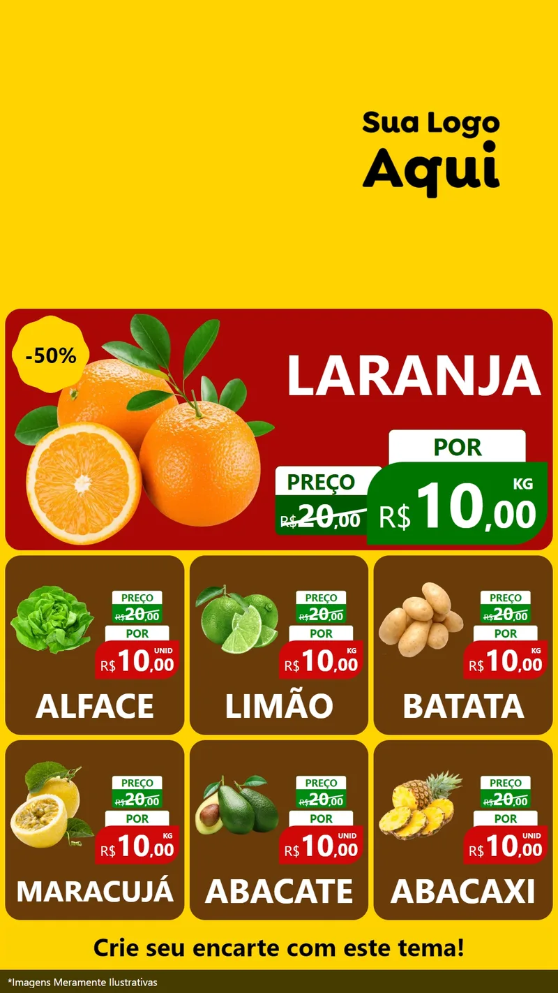 Modelo de Rede Social para Stories com o tema Ofertas Dia do Gaúcho para Hortifrúti