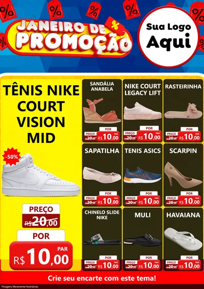 Modelo de Encarte para Encarte A4 Vertical com o tema Janeiro de Promoção para Calçados
