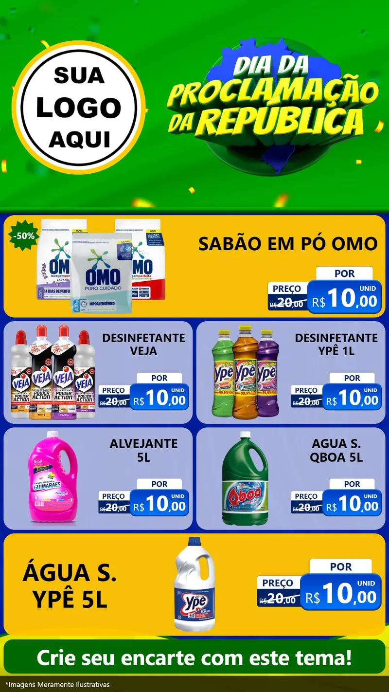 Modelo de TV para TV Vertical com o tema Dia Da Proclamação Da República para Produtos de Limpeza
