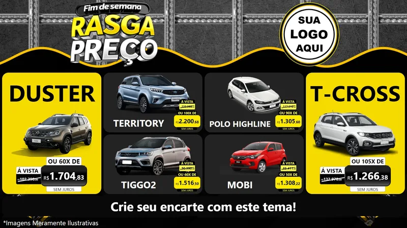 Modelo de TV para TV Horizontal com o tema Fim de Semana Rasga Preço para Concessionaria de Carros