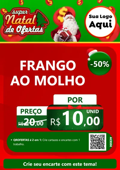 Modelo de Cartaz para Cartaz A4 Vertical com o tema Super Natal de Ofertas para Restaurante