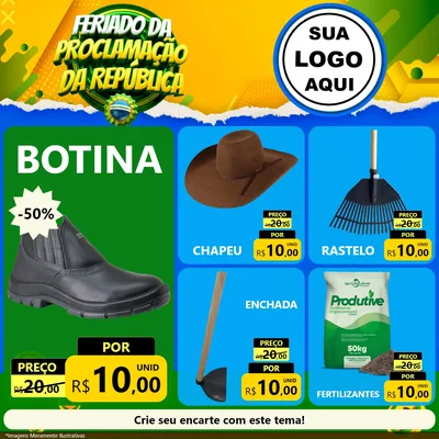 Modelo de Rede Social para Feed Facebook com o tema Feriado da Proclamação da República para Agropecuária