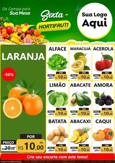 Modelo de Encarte para Encarte A4 Vertical com o tema Sexta hortifruti para Hortifrúti