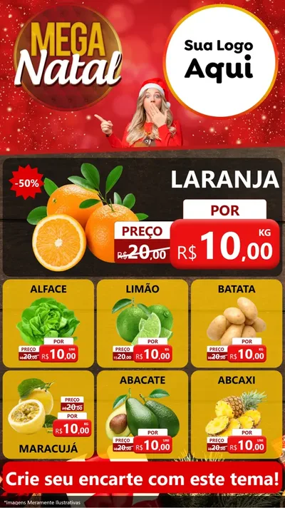 Modelo de Rede Social para Stories com o tema Mega Natal para Hortifrúti