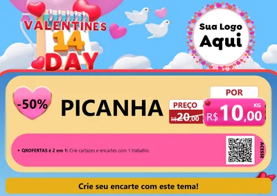 Modelo de Cartaz para Cartaz A4 Horizontal com o tema Valentine's Day para Açougue