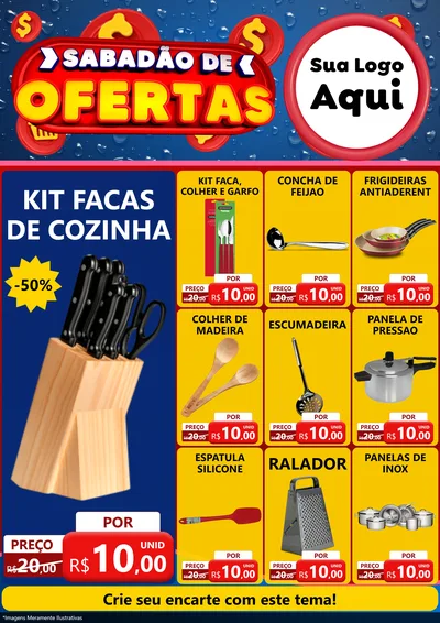 Modelo de Encarte para Encarte A4 Vertical com o tema Sabadão de Ofertas para Utilidades Domésticas