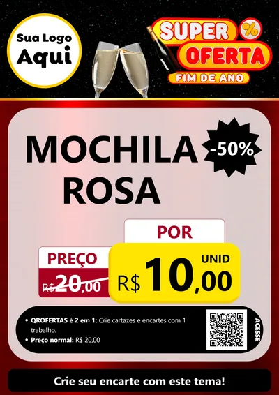 Modelo de Cartaz para Cartaz A4 Vertical com o tema Super Oferta Fim de Ano para Papelaria