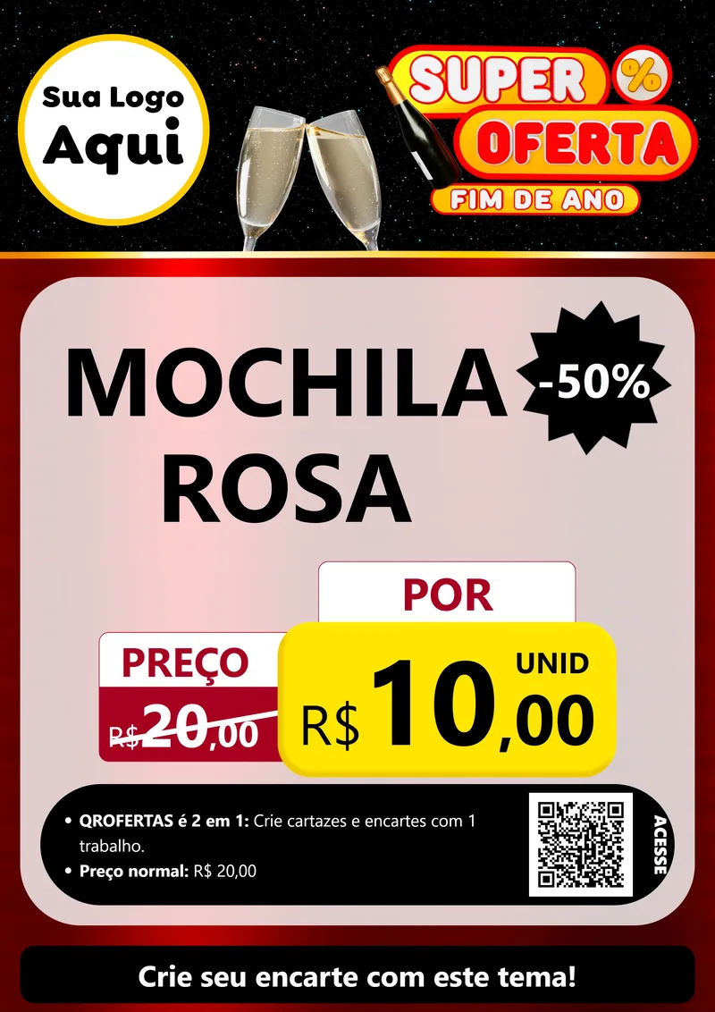 Modelo de Cartaz para Cartaz A4 Vertical com o tema Super Oferta Fim de Ano para Papelaria