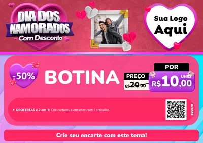 Modelo de Cartaz para Cartaz A4 Horizontal com o tema Dia Dos Namorados Com Desconto para Agropecuária