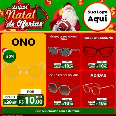 Modelo de Rede Social para Feed Facebook com o tema Super Natal de Ofertas para Óticas