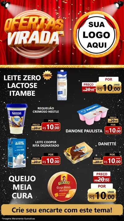 Modelo de TV para TV Vertical com o tema Ofertas da Virada para Frios e Laticínios