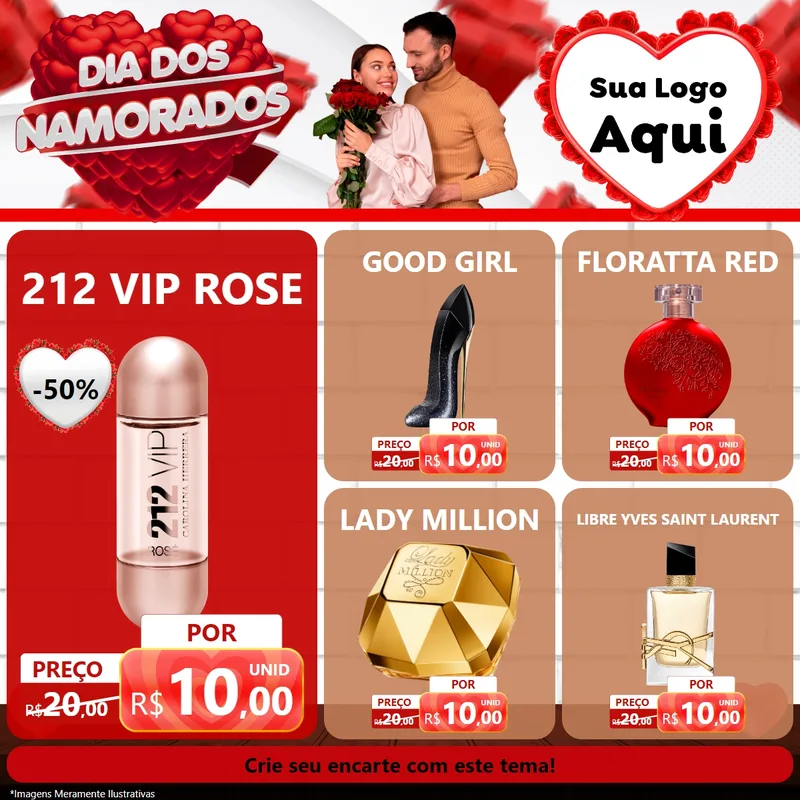 Modelo de Rede Social para Feed Facebook com o tema Dia dos Namorados para Perfumes