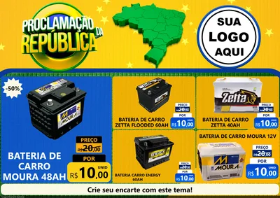 Modelo de Encarte para Encarte A4 Horizontal com o tema Proclamação da República para Baterias Elétricas