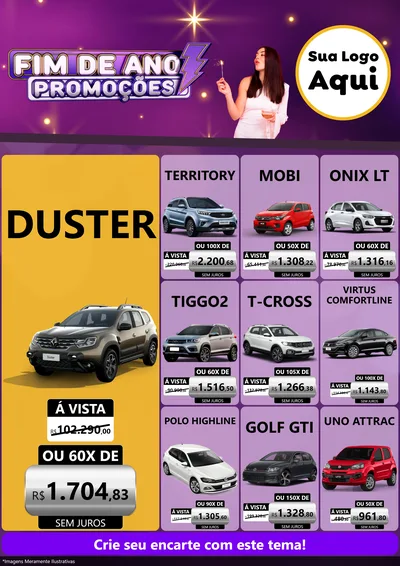 Modelo de Encarte para Encarte A4 Vertical com o tema Fim de Ano Promoções para Concessionaria de Carros