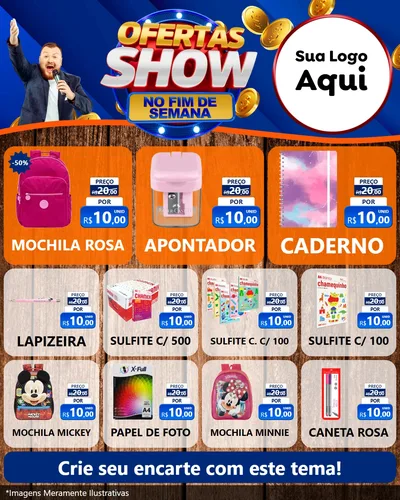 Modelo de Rede Social para Feed Instagram com o tema Ofertas Show No Fim De Semana para Papelaria