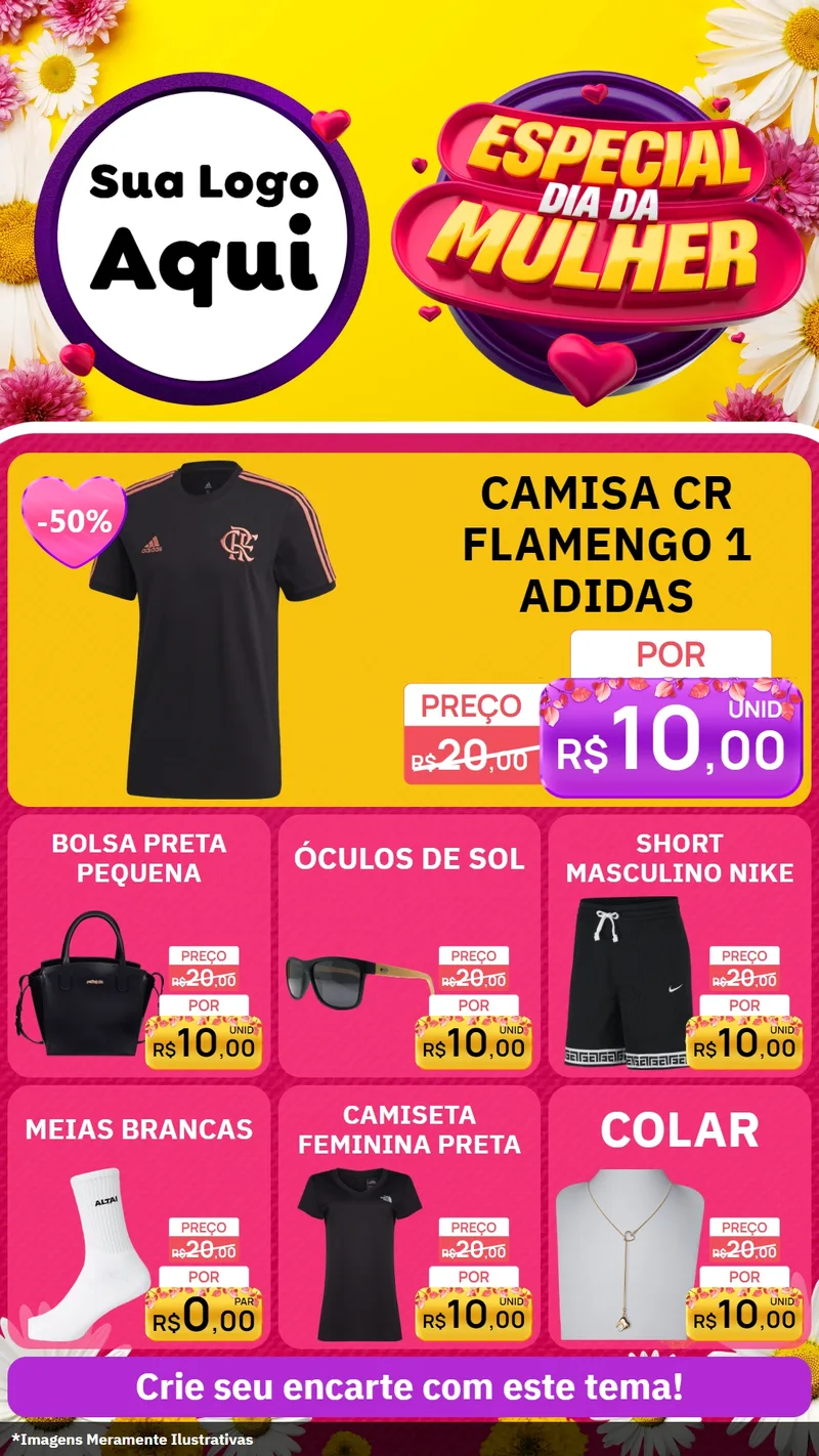 Modelo de Rede Social para Stories com o tema Especial Dia da Mulher para Roupas e acessórios