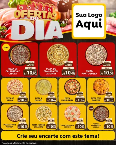 Modelo de Rede Social para Feed Instagram com o tema Ofertas do Dia para Pizzaria