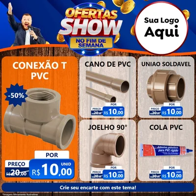 Modelo de Rede Social para Feed Facebook com o tema Ofertas Show No Fim De Semana para Tubos e conexões