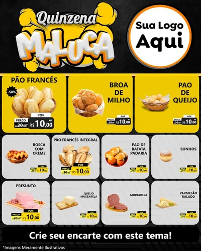 Modelo de Rede Social para Feed Instagram com o tema Quinzena Maluca para Padaria