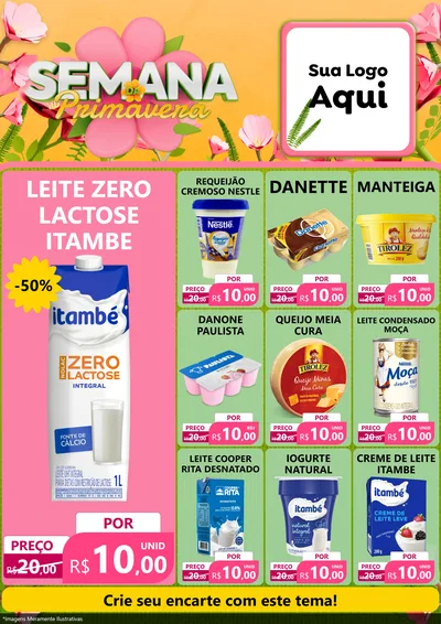 Modelo de Encarte para Encarte A4 Vertical com o tema Semana da Primavera para Frios e Laticínios