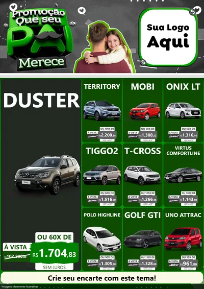 Modelo de Encarte para Encarte A4 Vertical com o tema Promoção Que seu Pai Merece para Concessionaria de Carros