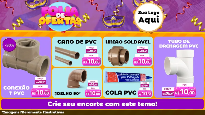 Modelo de TV para TV Horizontal com o tema Folia de Ofertas para Tubos e conexões