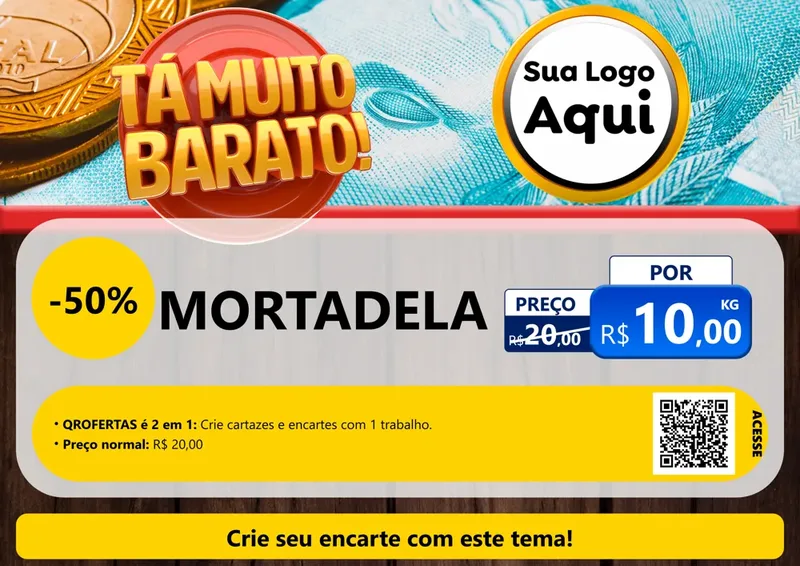 Modelo de Cartaz para Cartaz A4 Horizontal com o tema Está Muito Barato para Frios e Laticínios