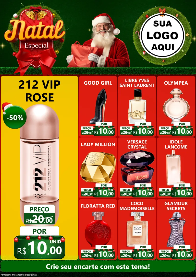 Modelo de Encarte para Encarte A4 Vertical com o tema Natal Especial para Perfumes
