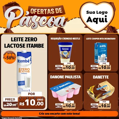 Modelo de Rede Social para Feed Facebook com o tema Ofertas de Páscoa para Frios e Laticínios