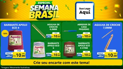 Modelo de TV para TV Horizontal com o tema Especial Semana do Brasil para Armarinho e Aviamentos