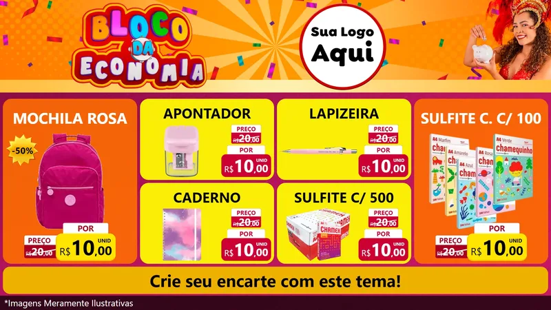 Modelo de TV para TV Horizontal com o tema Bloco da Economia para Papelaria