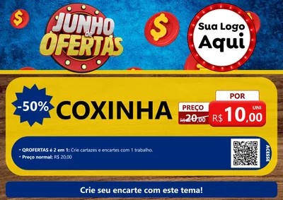 Modelo de Cartaz para Cartaz A4 Horizontal com o tema Junho de Ofertas para Salgadaria