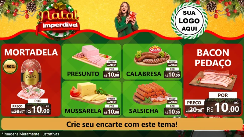 Modelo de TV para TV Horizontal com o tema Natal Imperdível para Frios e Laticínios