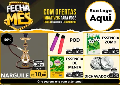 Modelo de Encarte para Encarte A4 Horizontal com o tema Fecha Mês para Tabacaria