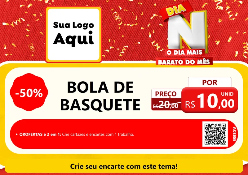 Modelo de Cartaz para Cartaz A4 Horizontal com o tema Dia N o Dia Mais Barato do Mês para Artigos Esportivos