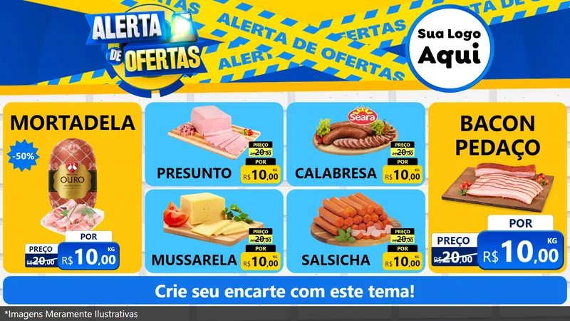 Modelo de TV para TV Horizontal com o tema Alerta de Ofertas para Frios e Laticínios